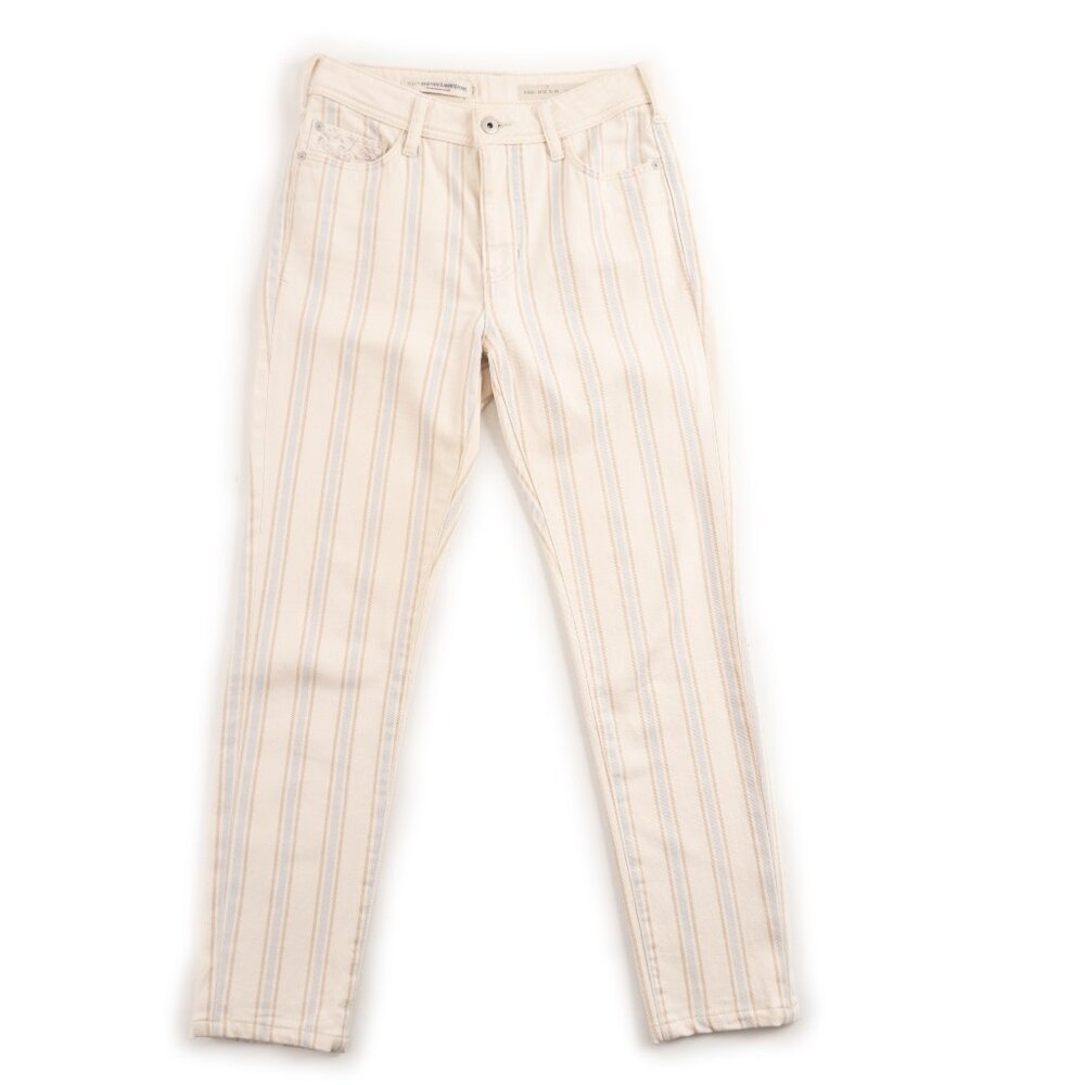 PILCRO & THE LETTERPRESS High-Rise Slim cream striped jeans size 25